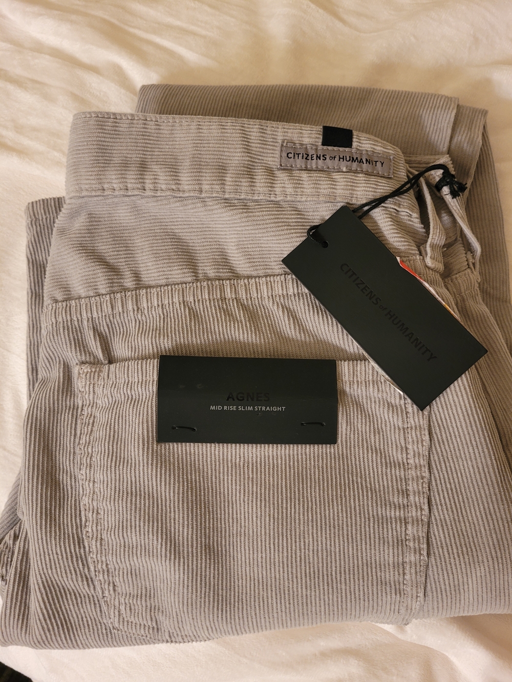 Citizens Of Humanity Agnes Mid-Rise Slim Straight Corduroy Pants - Light Gray